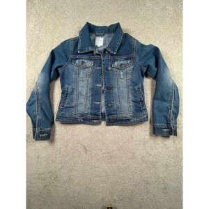 The Children's Place 1989 Denim Jacket Medium Wash Distressed Girls XL 14